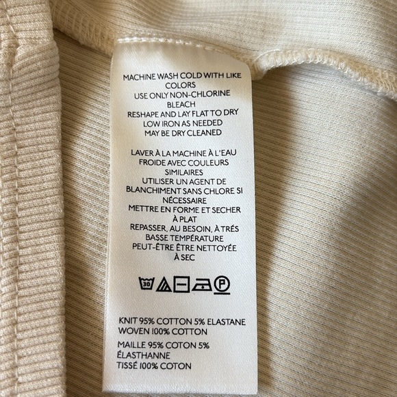 Anthropologie Oversized Ruffles Short Sleeve Ribbed Top Women’s Medium Cream - Picture 12 of 12